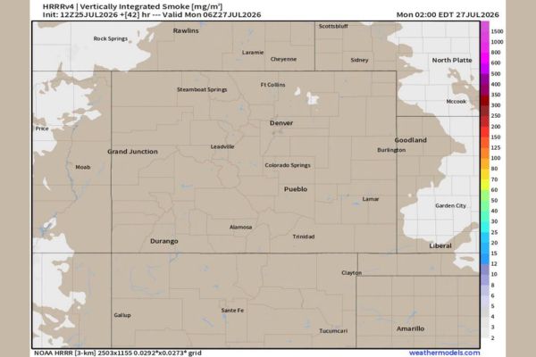 Monsoon Pattern Set to Increase Storm Coverage Across Colorado From Denver to Grand Junction and Pueblo With Wildfire Smoke Staying Away Through Monday