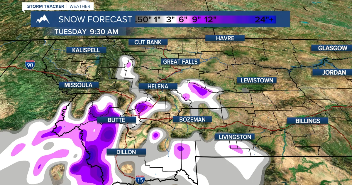 Dark storm clouds over Montana mountains with rain and snow in the forecast